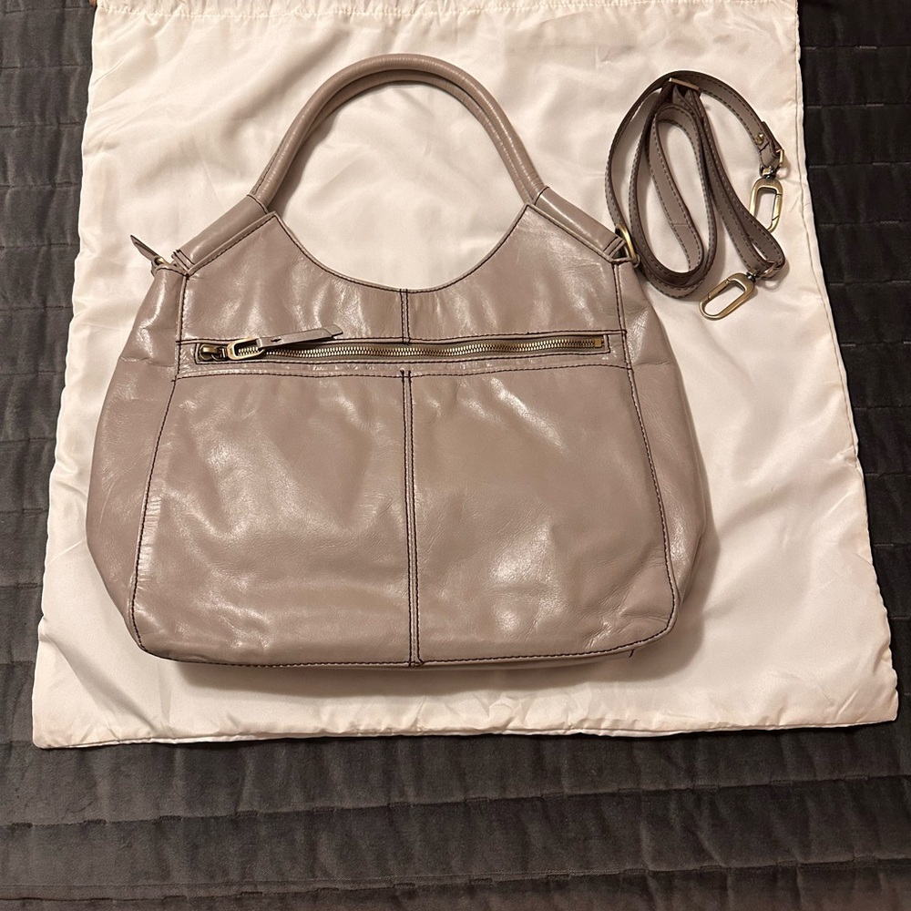 HOBO Taupe Leather Tote with Removable Crossbody Strap
